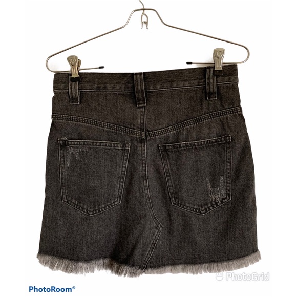 NWT FREE PEOPLE Distressed Sanded Black Jean Skirt Size 24 - Picture 7 of 9